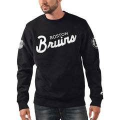 Boston Bruins Starter x NHL Black Ice Cross Check Pullover Sweatshirt - Black - NHL 200278774