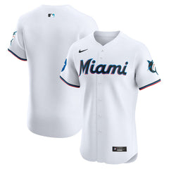 Miami Marlins Nike Home Elite Patch Jersey - White - Nike Sale