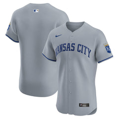 Kansas City Royals Nike Road Vapor Premier Elite Patch Jersey - Gray - Nike Sale