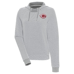Cincinnati Reds Antigua Women's Axe Bunker Tri-Blend Pullover Hoodie - Gray/White - MLB on Sale