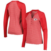 Kansas City Chiefs Antigua Women's Maverick Waffle Henley Long Sleeve T-Shirt Red