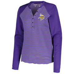 Minnesota Vikings Antigua Women's Maverick Waffle Henley Long Sleeve T-Shirt Purple