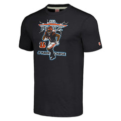 Ja'Marr Chase Cincinnati Bengals Homage Unisex NFL Blitz Player Tri-Blend T-Shirt Heathered Charcoal
