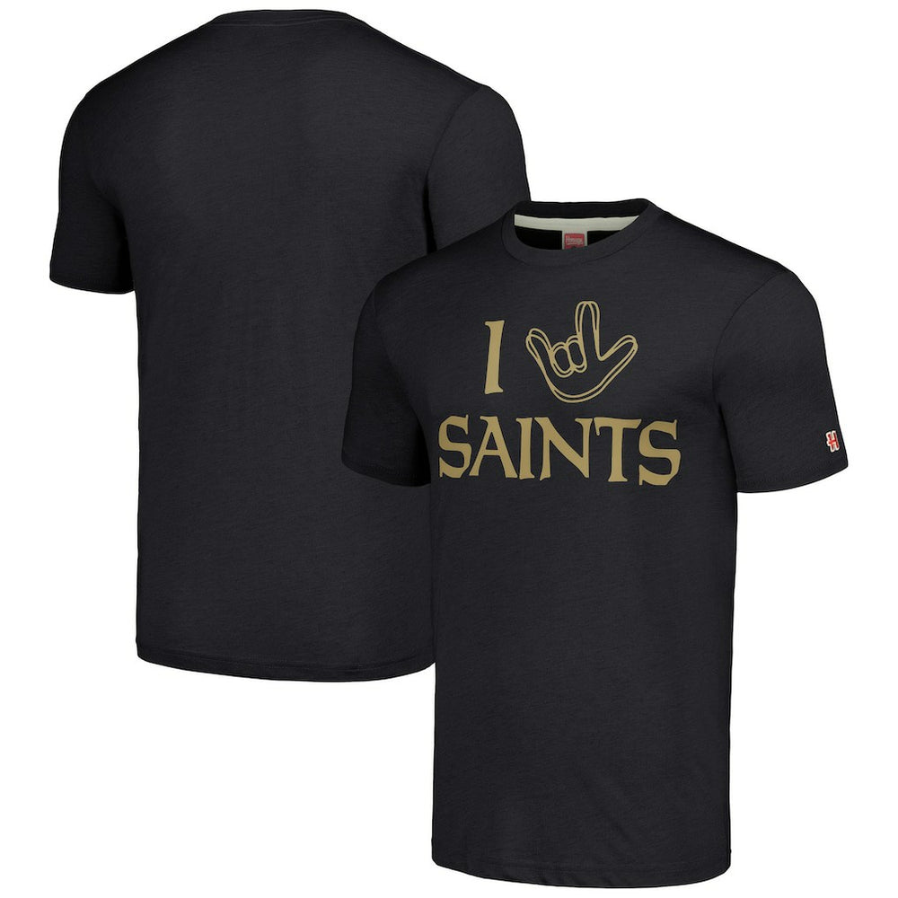New Orleans Saints Homage Unisex The NFL ASL Collection by Love Sign Tri-Blend T-Shirt Charcoal