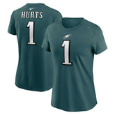 Nike Jalen Hurts Philadelphia Eagles Women's Player Name & Number T-Shirt Midnight Green