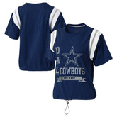 Dallas Cowboys WEAR by Erin Andrews Women's Cinched Colorblock T-Shirt Navy