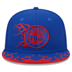 Philadelphia 76ers Rally Drive Flames 9FIFTY Snapback Hat Royal | New Era for sale