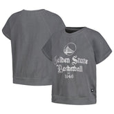 Golden State Warriors The Wild Collective Women's Embroidered Fleece Raglan Short Sleeve Pullover Sweatshirt Gray