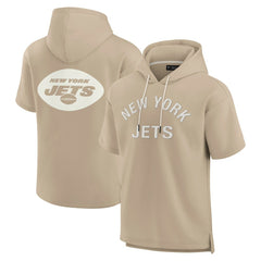Fanatics New York Jets Unisex Elements Super Soft Fleece Short Sleeve Pullover Hoodie Khaki