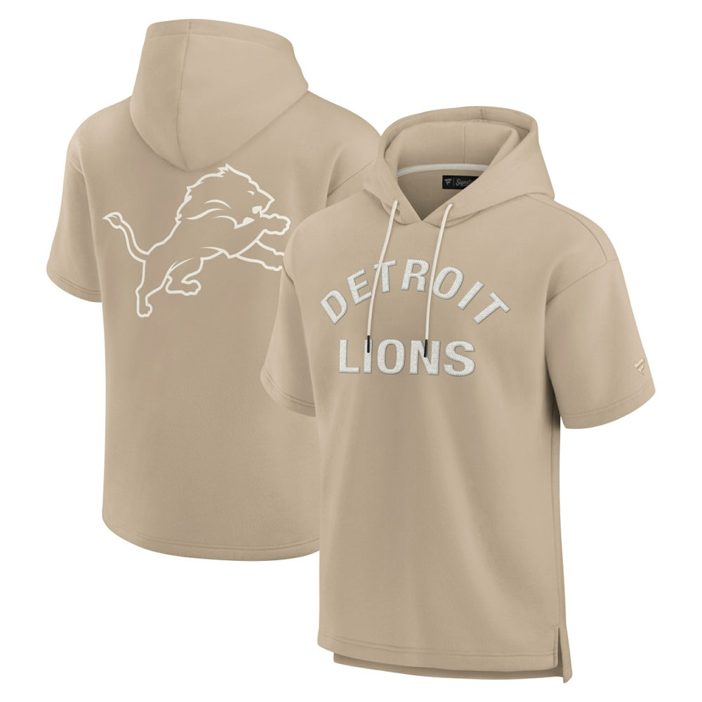 Fanatics Detroit Lions Unisex Elements Super Soft Fleece Short Sleeve Pullover Hoodie Khaki