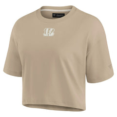Fanatics Cincinnati Bengals Women's Elements Super Soft Boxy Cropped T-Shirt Khaki