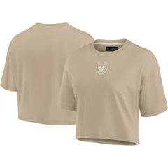Fanatics Las Vegas Raiders Women's Elements Super Soft Boxy Cropped T-Shirt Khaki