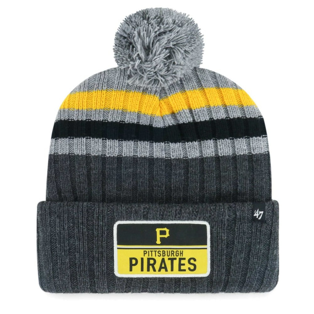 Pittsburgh Pirates '47 Stack Cuffed Knit Hat with Pom - Gray - 47 brand Sale