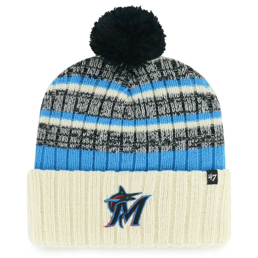 Miami Marlins '47 Tavern Cuffed Knit Hat with Pom - Natural - 47 brand Sale