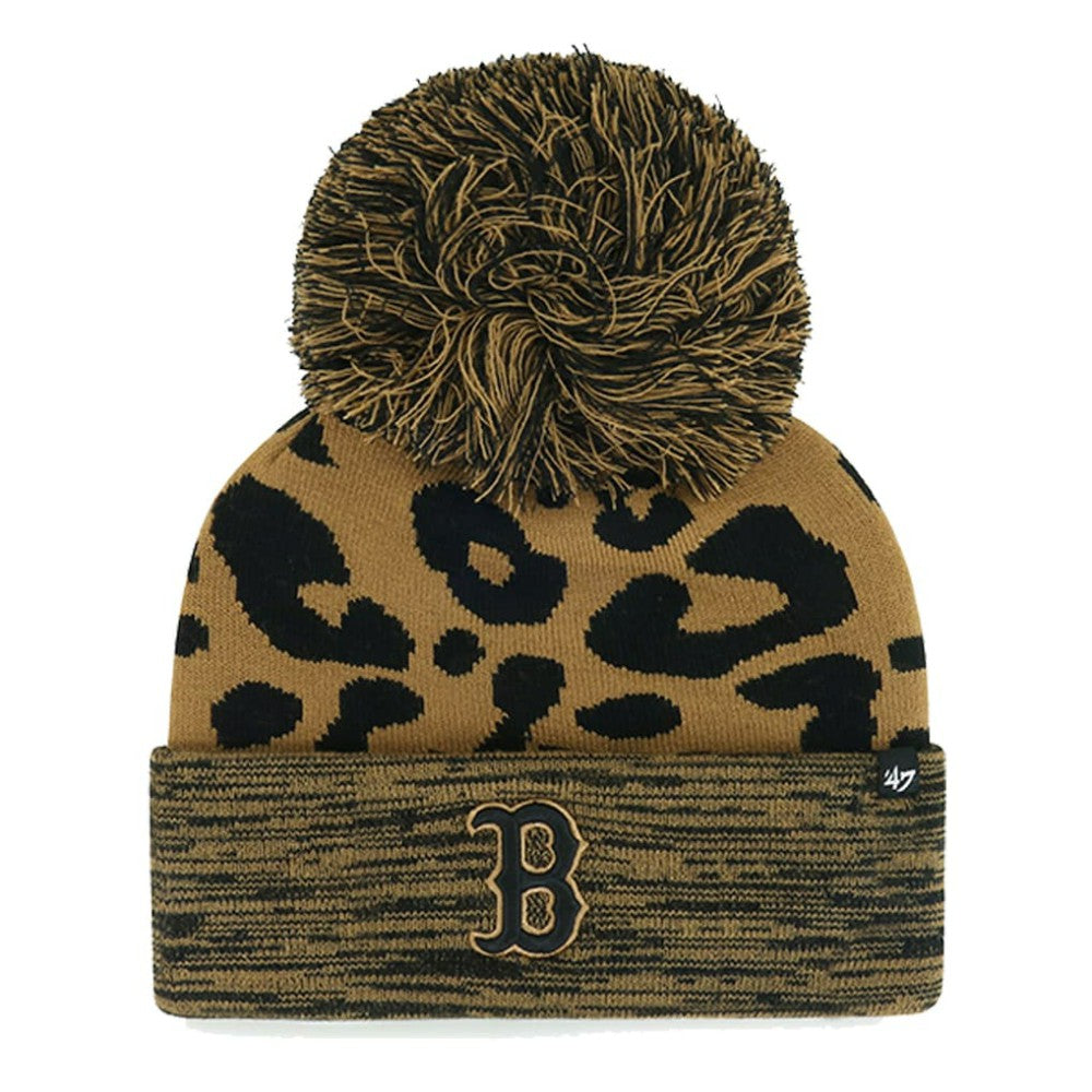 Boston Red Sox '47 Women's Leopard Rosette Cuffed Knit Hat with Pom - 47 brand on Sale