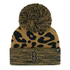 Boston Red Sox '47 Women's Leopard Rosette Cuffed Knit Hat with Pom - 47 brand on Sale