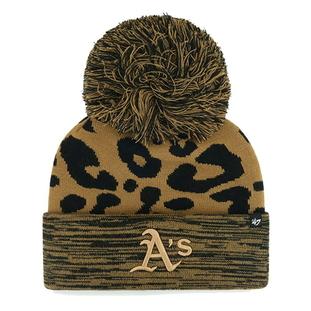 Athletics '47 Women's Leopard Rosette Cuffed Knit Hat with Pom - 47 brand Discount