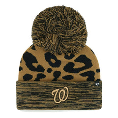 Washington Nationals '47 Women's Leopard Rosette Cuffed Knit Hat with Pom - 47 brand Sale
