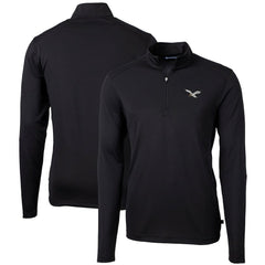 Philadelphia Eagles Cutter & Buck Gridiron Classics Big & Tall Virtue Eco Pique Recycled Quarter-Zip Pullover Top Black