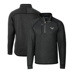 Philadelphia Eagles Cutter & Buck Gridiron Classics Big & Tall Mainsail Sweater-Knit Half-Zip Pullover Jacket Heather Gray