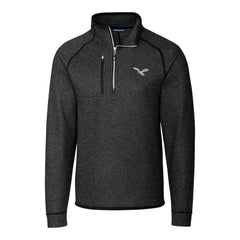 Philadelphia Eagles Cutter & Buck Gridiron Classics Big & Tall Mainsail Sweater-Knit Half-Zip Pullover Jacket Heather Gray