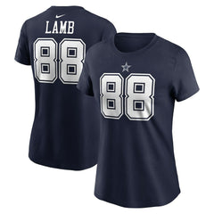 Nike CeeDee Lamb Dallas Cowboys Women's Player Name & Number T-Shirt Navy