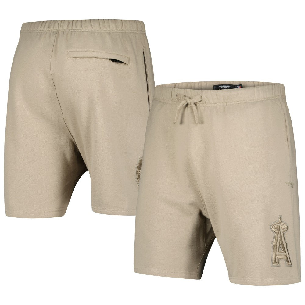 Los Angeles Angels Pro Standard Neutral Fleece Shorts - Khaki - MLB Discount