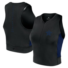 Houston Astros Fanatics Women's Studio Half-Zip Fitted Gym Tank Top - Black - Fanatics Discount