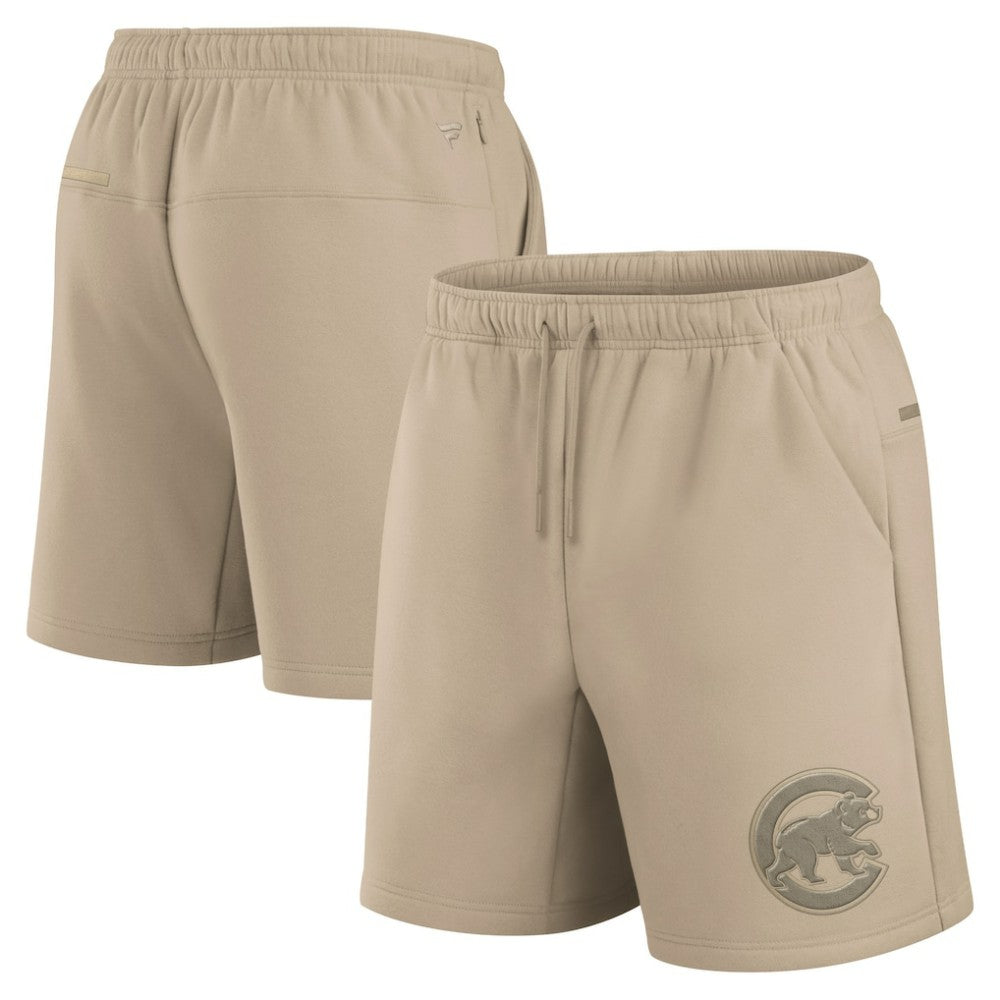 Chicago Cubs Fanatics Unisex Elements Super Soft Fleece Shorts - Khaki - Fanatics Lifestyle