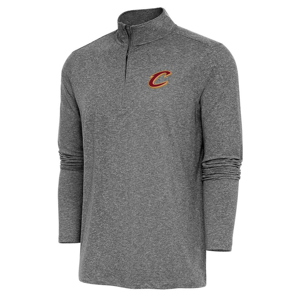 Cleveland Cavaliers Antigua Hunk Quarter-Zip Pullover Top Heather Black