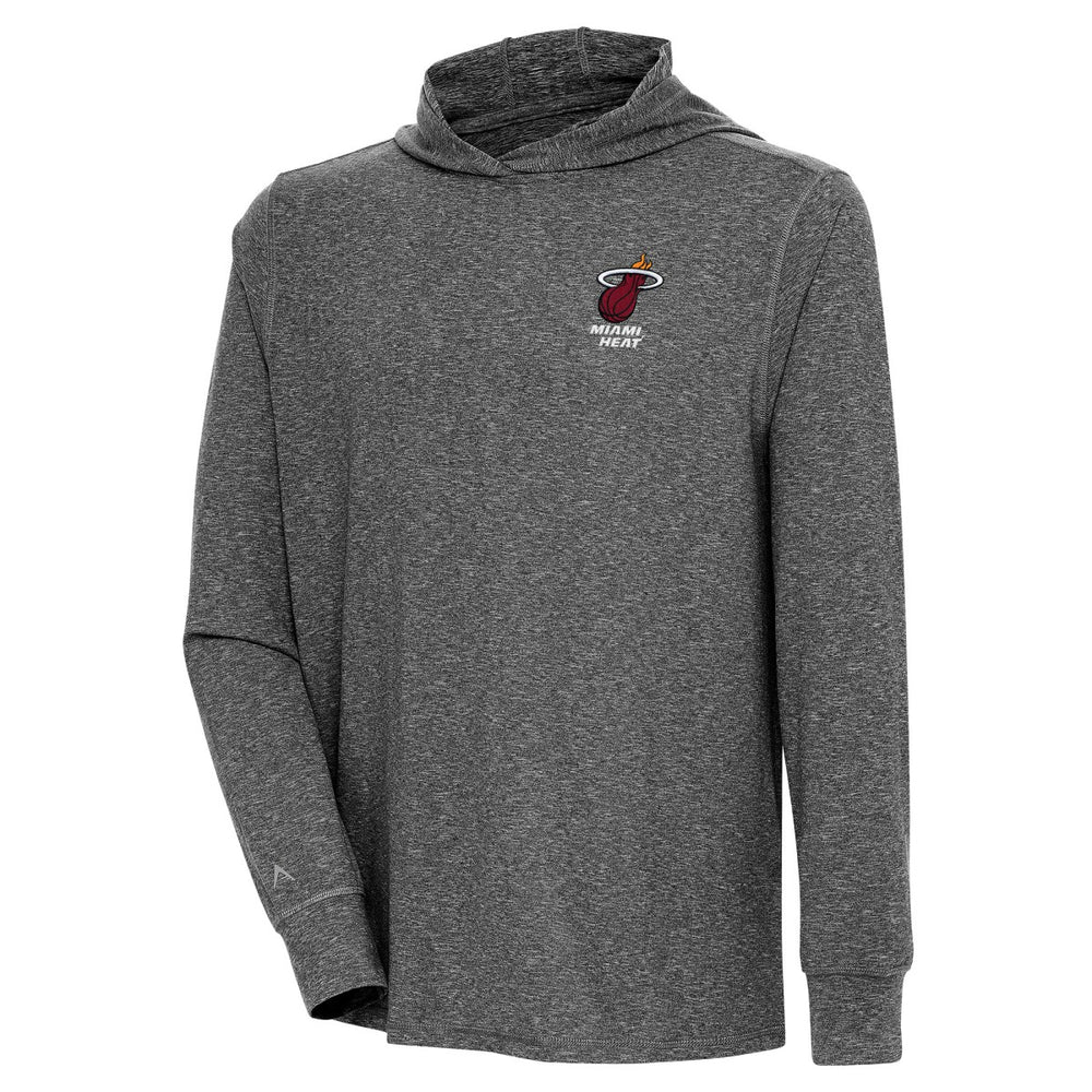 Miami Heat Antigua Saga Long Sleeve Hoodie T-Shirt Heather Black