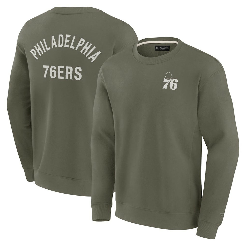 Philadelphia 76ers Unisex Elements Super Soft Fleece Pullover Sweatshirt Olive | Fanatics Lifestyle