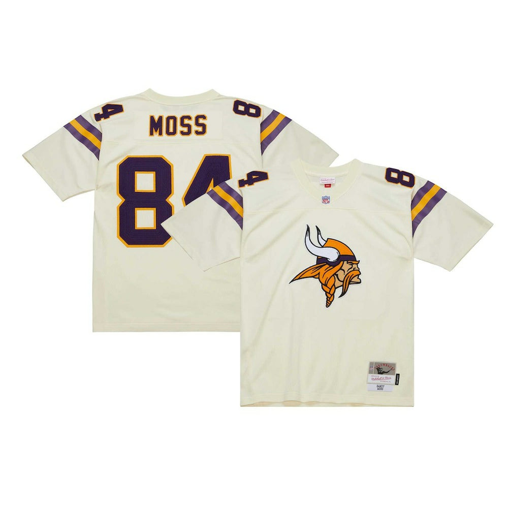 Mitchell & Ness Randy Moss Minnesota Vikings Chainstitch Legacy Jersey Cream