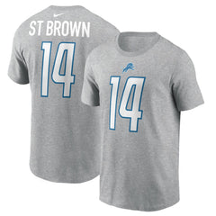 Nike Amon-Ra St. Brown Detroit Lions Player Name & Number T-Shirt Gray