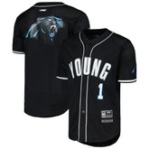 Bryce Young Carolina Panthers Pro Standard Mesh Baseball Button-Up T-Shirt Black