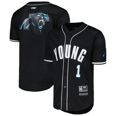 Bryce Young Carolina Panthers Pro Standard Mesh Baseball Button-Up T-Shirt Black
