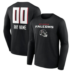 Atlanta Falcons Personalized Name & Number Team Wordmark Long Sleeve T-Shirt Black