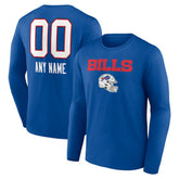Buffalo Bills Personalized Name & Number Team Wordmark Long Sleeve T-Shirt Royal