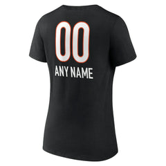 Cincinnati Bengals Women's Personalized Name & Number Team Wordmark V-Neck T-Shirt Black
