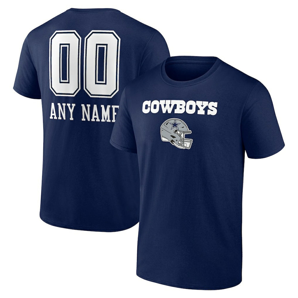 Dallas Cowboys Personalized Name & Number Team Wordmark T-Shirt Navy
