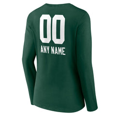 Green Bay Packers Women's Personalized Name & Number Team Wordmark Long Sleeve V-Neck T-Shirt Green