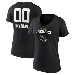 Jacksonville Jaguars Women's Personalized Name & Number Team Wordmark V-Neck T-Shirt Black