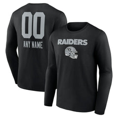 Las Vegas Raiders Personalized Name & Number Team Wordmark Long Sleeve T-Shirt Black