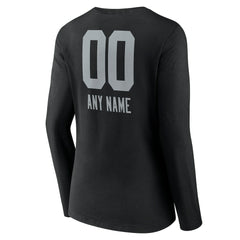 Las Vegas Raiders Women's Personalized Name & Number Team Wordmark Long Sleeve V-Neck T-Shirt Black