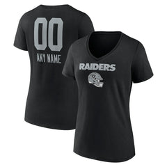 Las Vegas Raiders Women's Personalized Name & Number Team Wordmark V-Neck T-Shirt Black