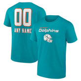 Miami Dolphins Personalized Name & Number Team Wordmark T-Shirt Aqua