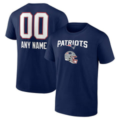 New England Patriots Personalized Name & Number Team Wordmark T-Shirt Navy