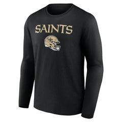 New Orleans Saints Personalized Name & Number Team Wordmark Long Sleeve T-Shirt Black