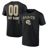 New Orleans Saints Personalized Name & Number Team Wordmark T-Shirt Black