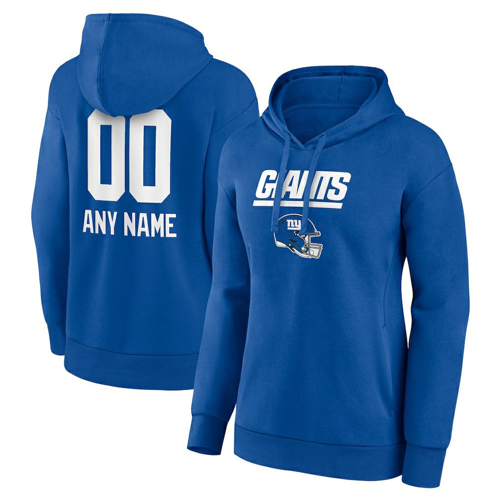 New York Giants Women's Personalized Name & Number Team Wordmark Pullover Hoodie Royal